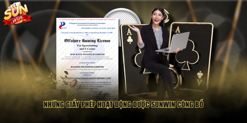 Những giấy phép hoạt động được SUNWIN công bố